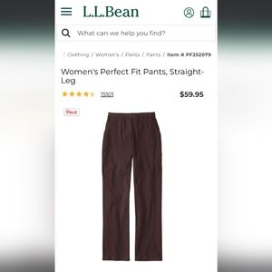 L.L. Bean Women's Chocolate Straight-Leg Pants